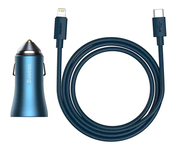 Baseus Golden Contactor Pro Car Charger U+C Blue + cable - 1348119 - zdjęcie